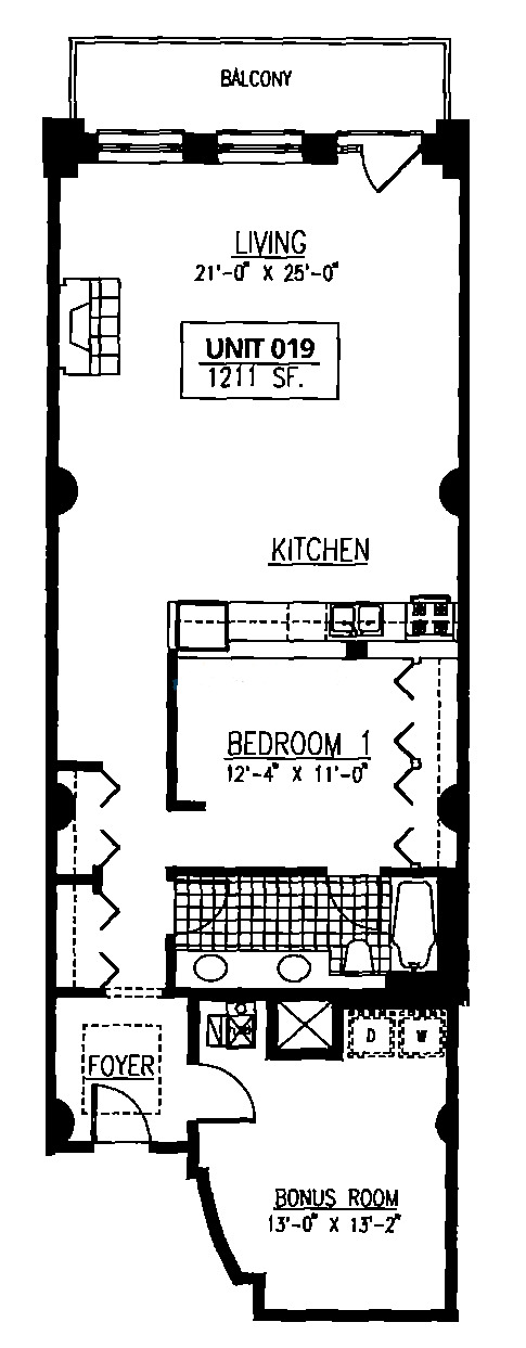 165 N Canal Floorplan - Typical One Bedroom