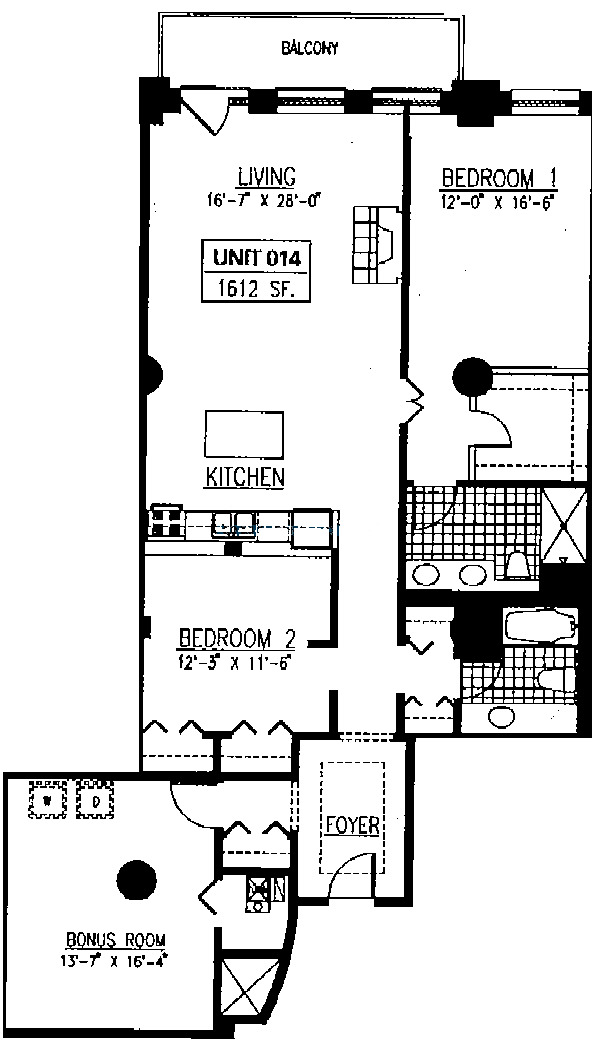165 N Canal Floorplan - Typical Two Bedroom