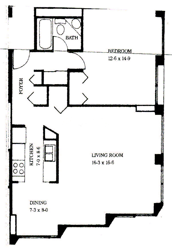 345 W Fullerton Floorplan - Typical One Bedroom*