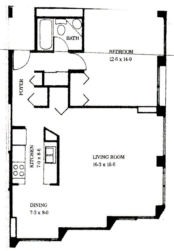 345 W Fullerton Floorplan - Typical One Bedroom*