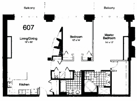 435 W Erie Floorplan - 607 Center Building Tier