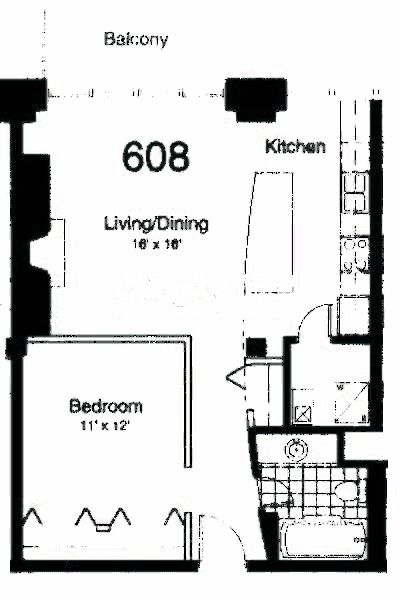 435 W Erie Floorplan - 608 Center Building Tier