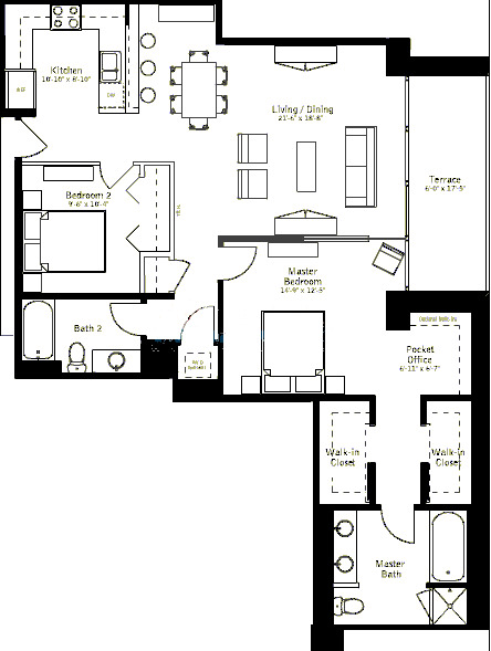 500 W Superior Floorplan - Plaza B Tier