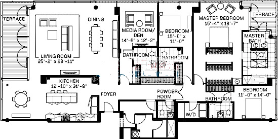 600 N Fairbanks Floorplan - Penthouse 03 Tier*