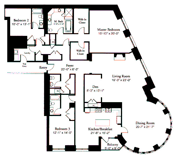 840 N Lake Shore Drive Floorplan - F Tier*
