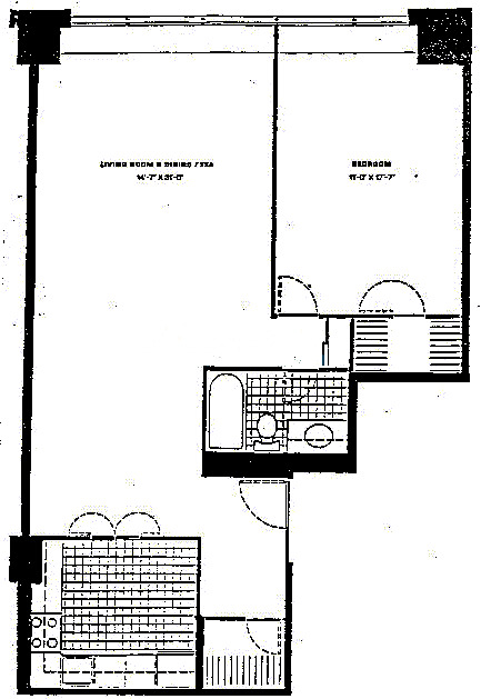 175 E Delaware Floorplan - One Bedroom*