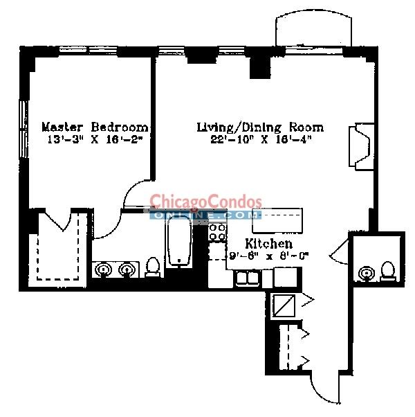 1122 N Dearborn Floorplan - F Tier