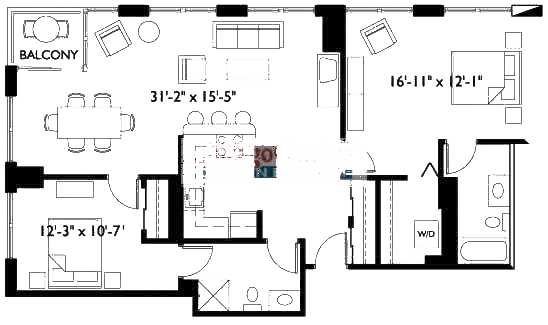 2 E Erie Floorplan - 1208-2508 Tier