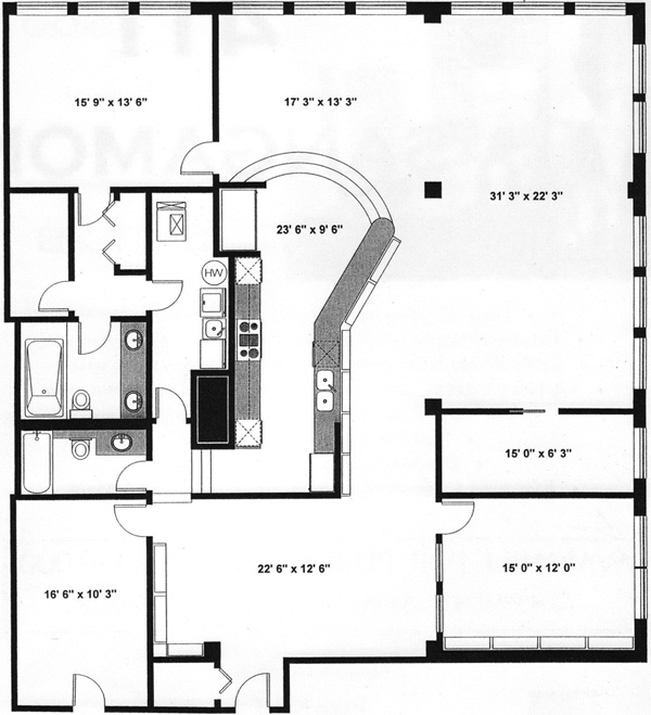 411 S Sangamon Floorplan - 2B Tier*