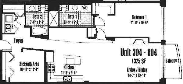 933 W Van Buren Floorplan - 304-804 Tier