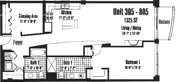 933 W Van Buren Floorplan - 305-805 Tier*