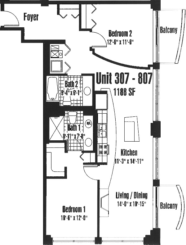 933 W Van Buren Floorplan - 307-807 Tier*