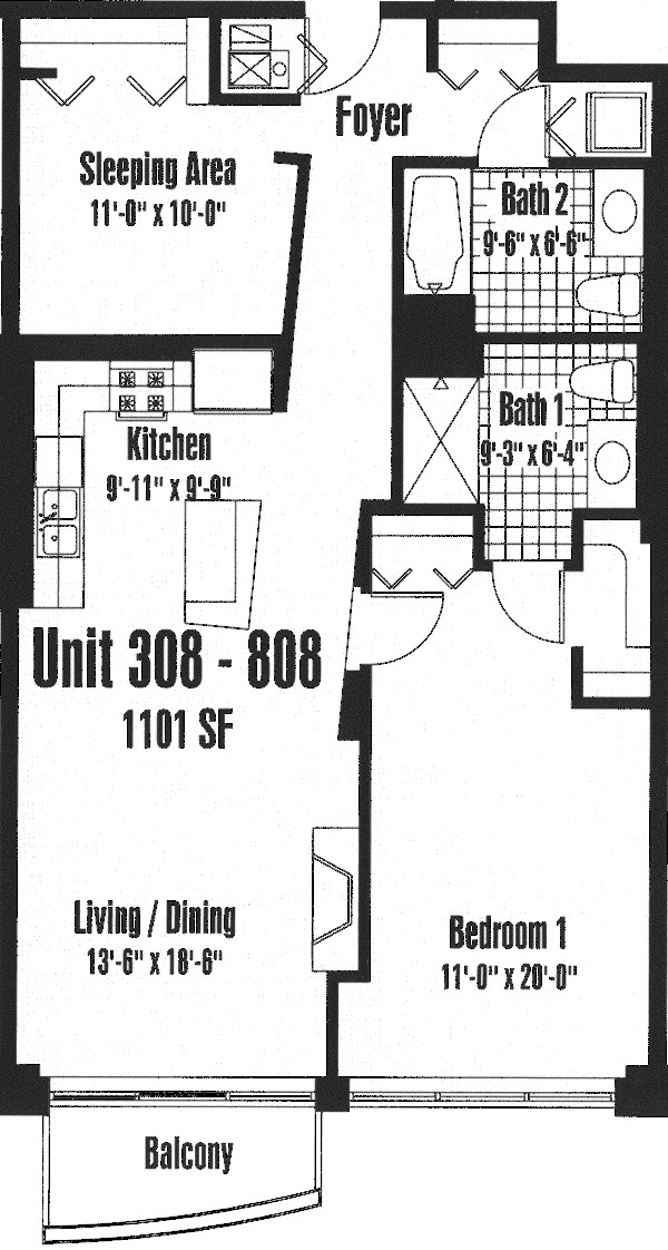 933 W Van Buren Floorplan - 308-808 Tier*
