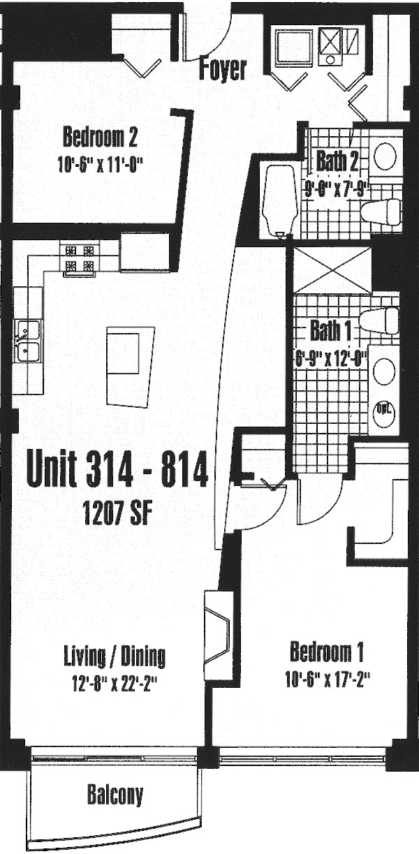 933 W Van Buren Floorplan - 314-814 Tier*