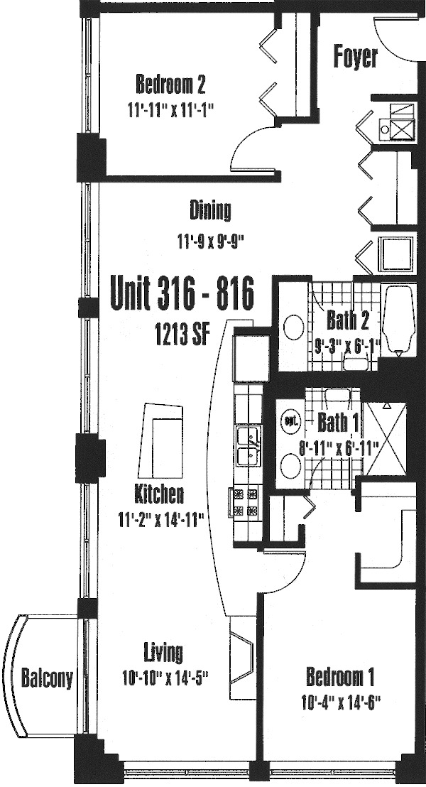 933 W Van Buren Floorplan - 316-816 Tier*