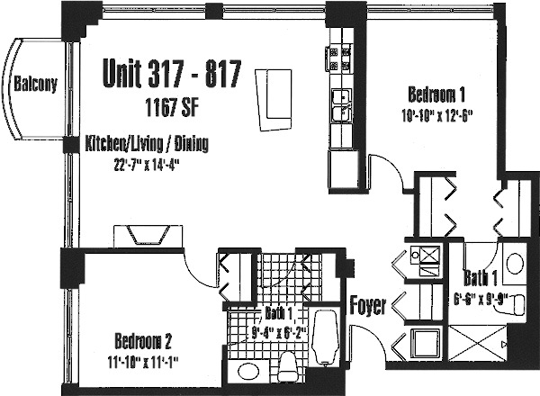 933 W Van Buren Floorplan - 317-817 Tier*