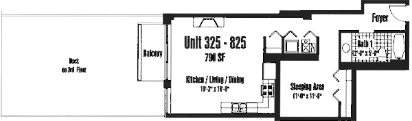 933 W Van Buren Floorplan - 325-825 Tier*