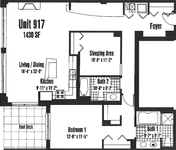933 W Van Buren Floorplan - 917 Tier*