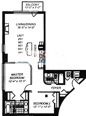 1500 W Monroe Floorplan - 201-601 Tier*