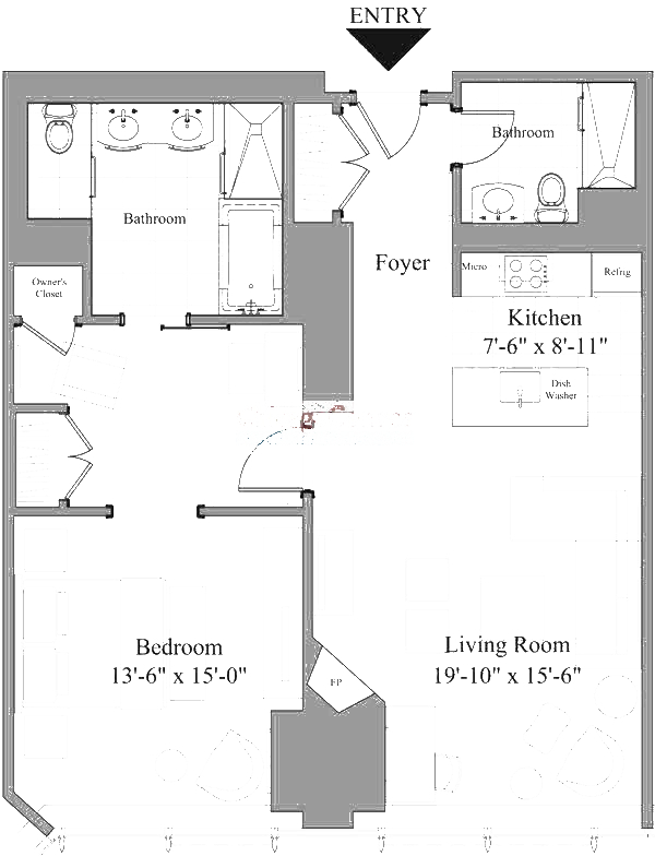 401 N Wabash Floorplan - 1844-2744 Tier*