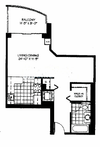 600 N Dearborn Floorplan - Guadelupe Studio*