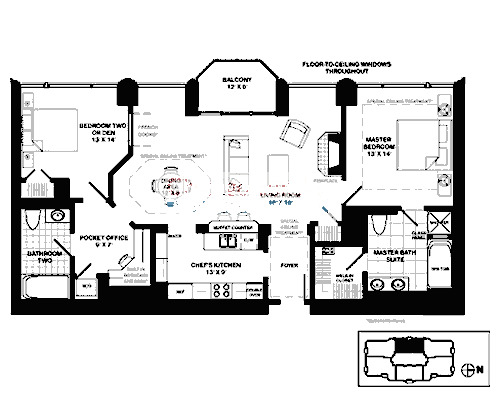 21 E Huron Floorplan - B1 Tier
