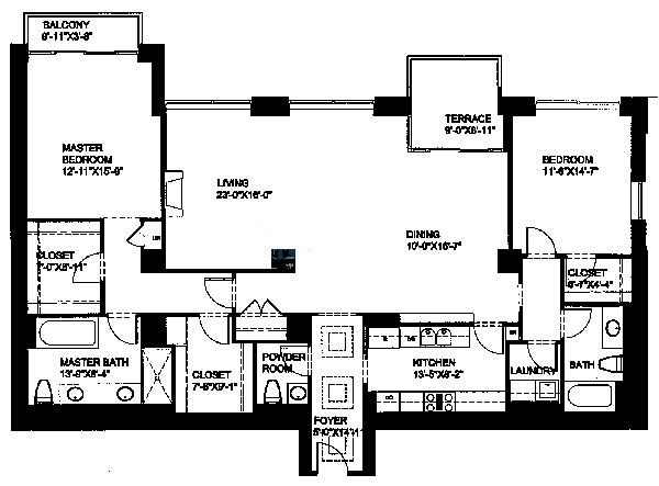 55 E Erie Floorplan - H Tier