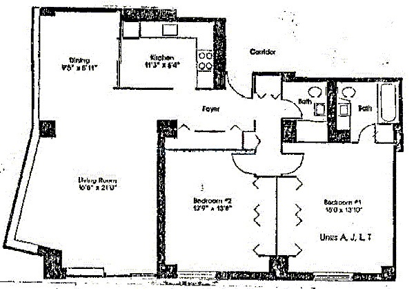 5701 N Sheridan Floorplan - A, J, L, T Tiers