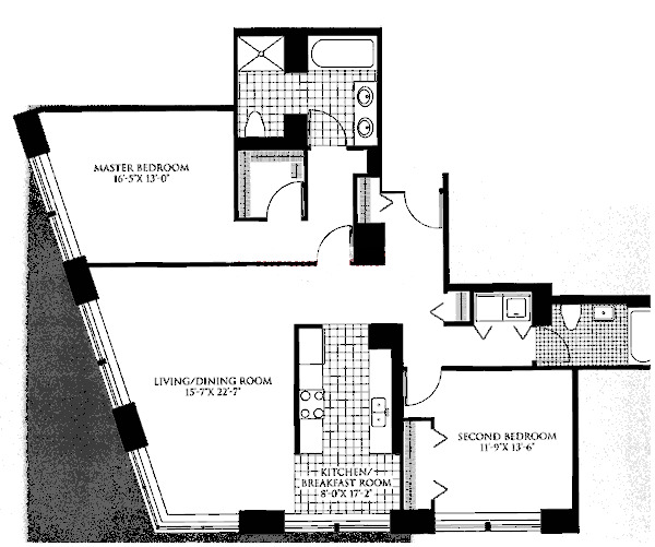 57 E Delaware Floorplan - F Tier