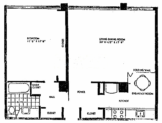 4250 N Marine Drive Floorplan - Typical One Bedroom