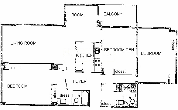 4250 N Marine Drive Floorplan - Typical Three Bedroom