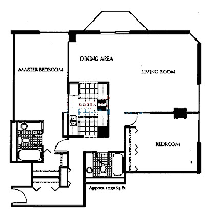 70 W Huron Floorplan - Two Bedroom Corner