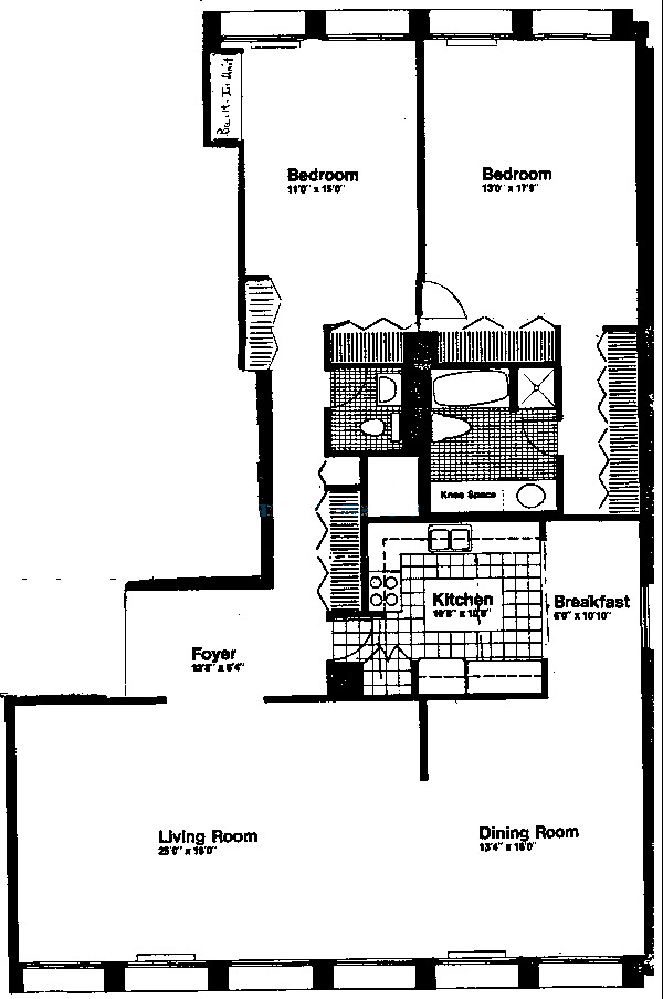1110 N Lake Shore Drive Floorplan - Two bedroom North Tier
