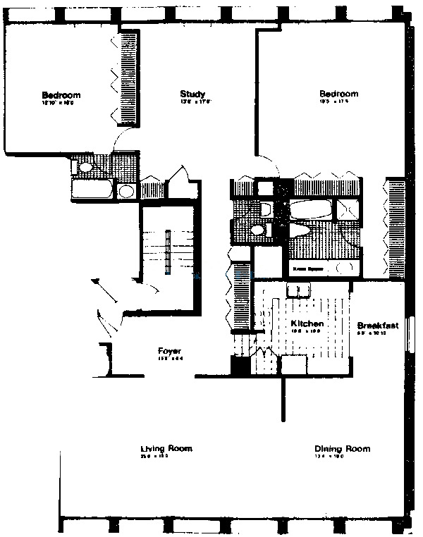 1110 N Lake Shore Drive Floorplan - Three bedroom