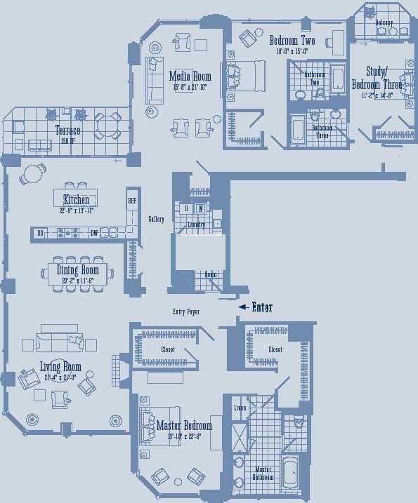 21 E Huron Floorplan - Penthouse 01 Tier*