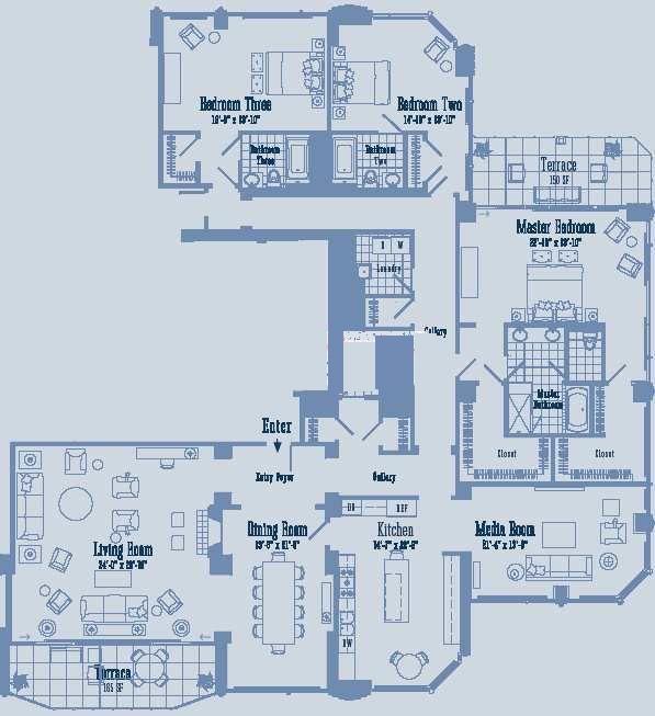 21 E Huron Floorplan - Penthouse 02 Tier*