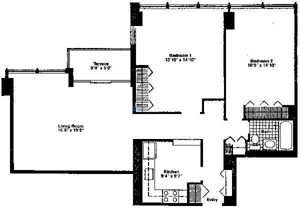 30 E Elm St Floorplan - 19D Tier