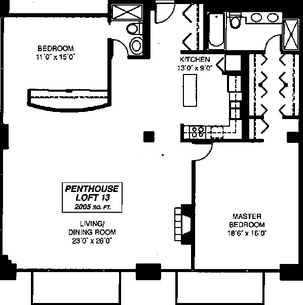 333 W Hubbard Floorplan - Penthouse Loft 13 Tier*