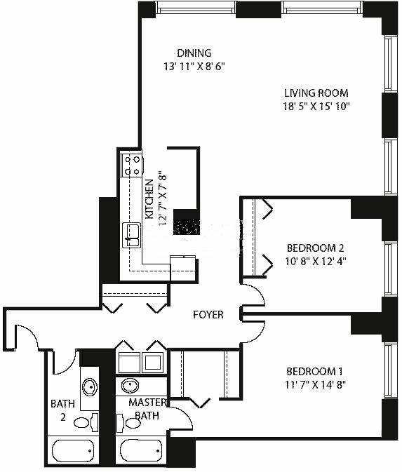 474 N Lake Shore Drive Floorplan - 02, 05, 08, 11 Tiers