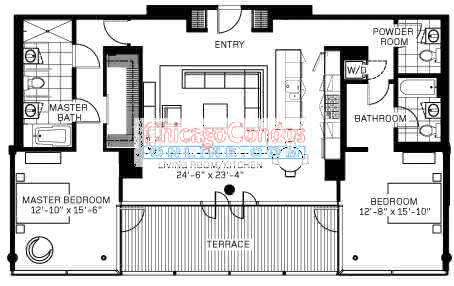 600 N Fairbanks Floorplan - Penthouse 04 Tier*
