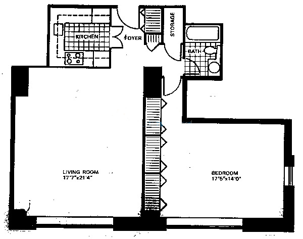 777 N Michigan Floorplan - Typical One Bedroom