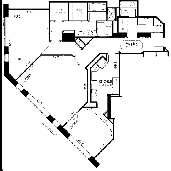 950 N Michigan Floorplan - E Tier*
