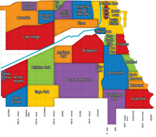 Suburbs map of chicago south Cook County