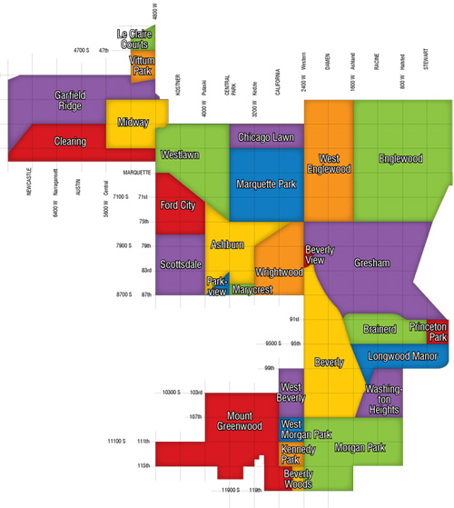 Suburbs map of chicago south See What